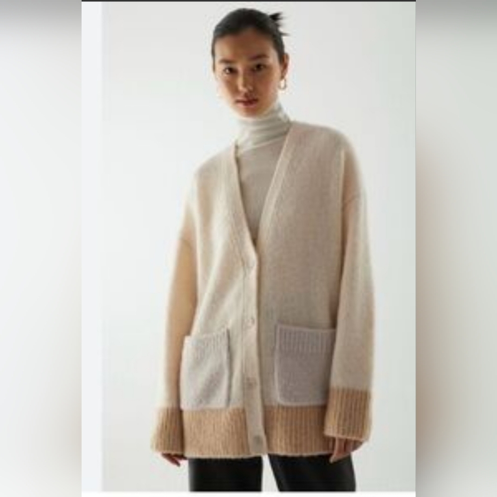 COS‎ Color Block Alpaca Wool Cardigan Minimalist Scandi Style Capsule Wardrobe
